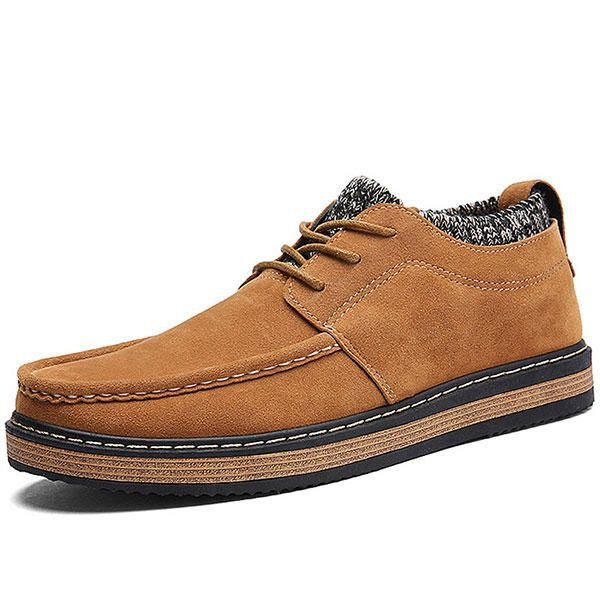 Herr Brogue Style Stickad Mocka Mjuk Sula Varma Oxfordsskor