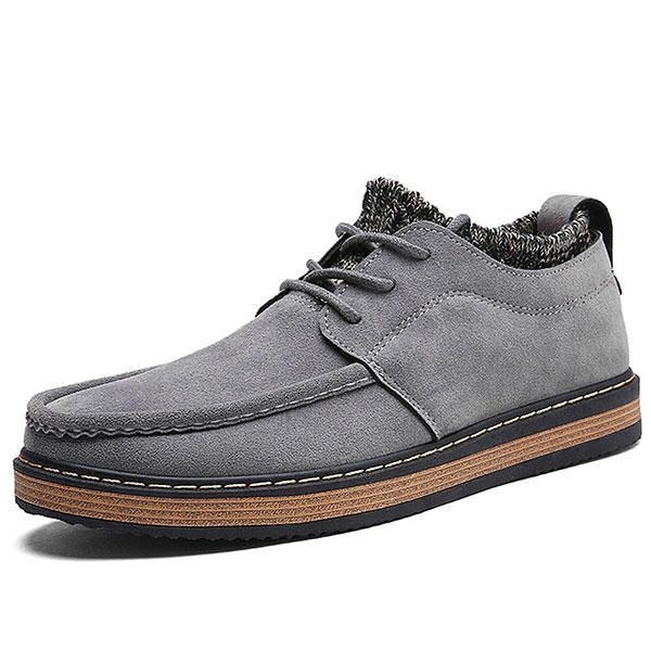 Herr Brogue Style Stickad Mocka Mjuk Sula Varma Oxfordsskor