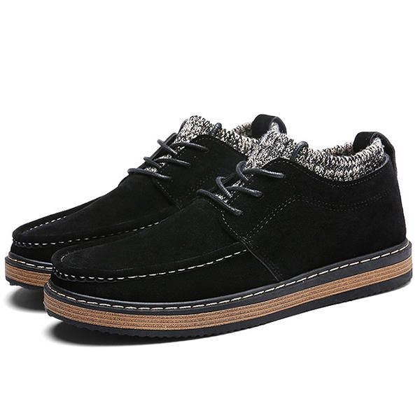 Herr Brogue Style Stickad Mocka Mjuk Sula Varma Oxfordsskor