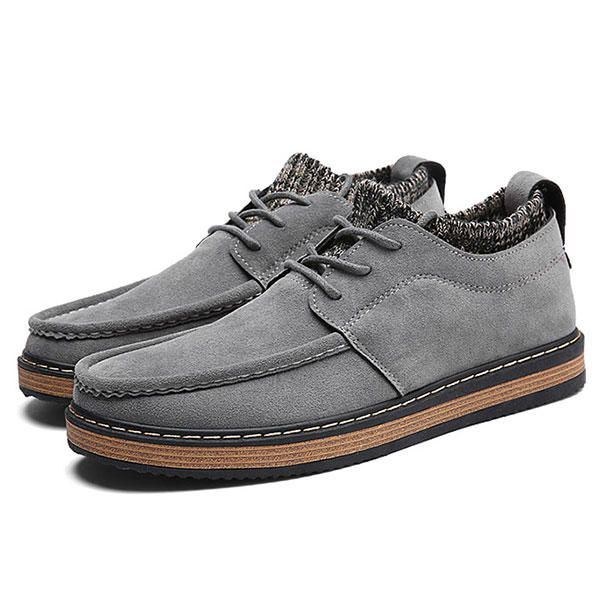 Herr Brogue Style Stickad Mocka Mjuk Sula Varma Oxfordsskor