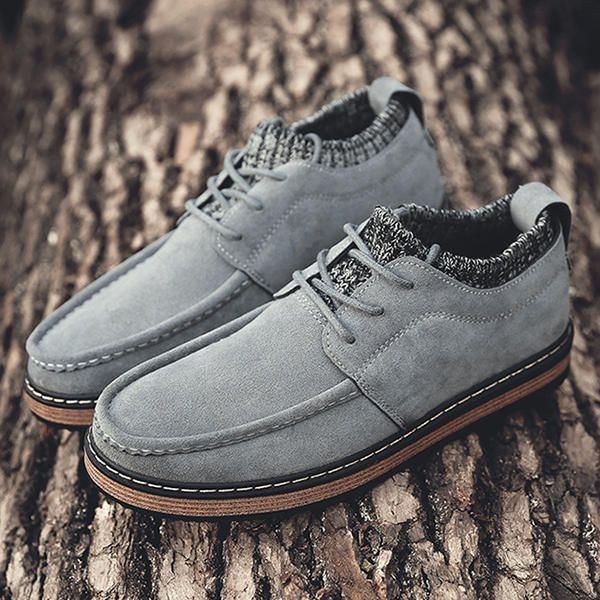 Herr Brogue Style Stickad Mocka Mjuk Sula Varma Oxfordsskor