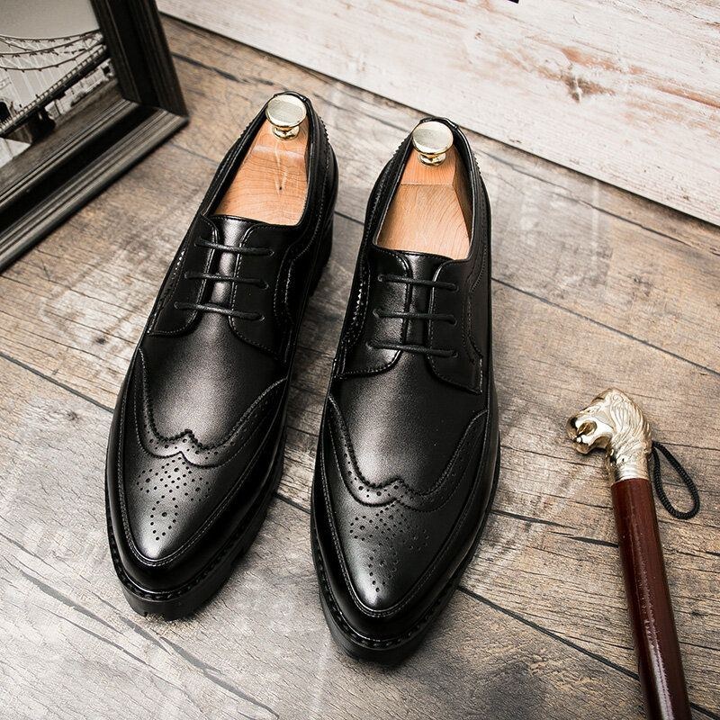 Herr Brogue Tjocka Sulor Oxfords Andningsbara Business Skor