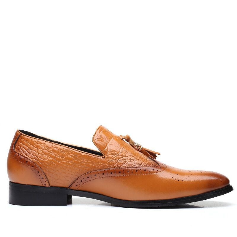 Herr Brogue Tofs Decor Klänning Loafers Slip On Business Casual Formell Skor