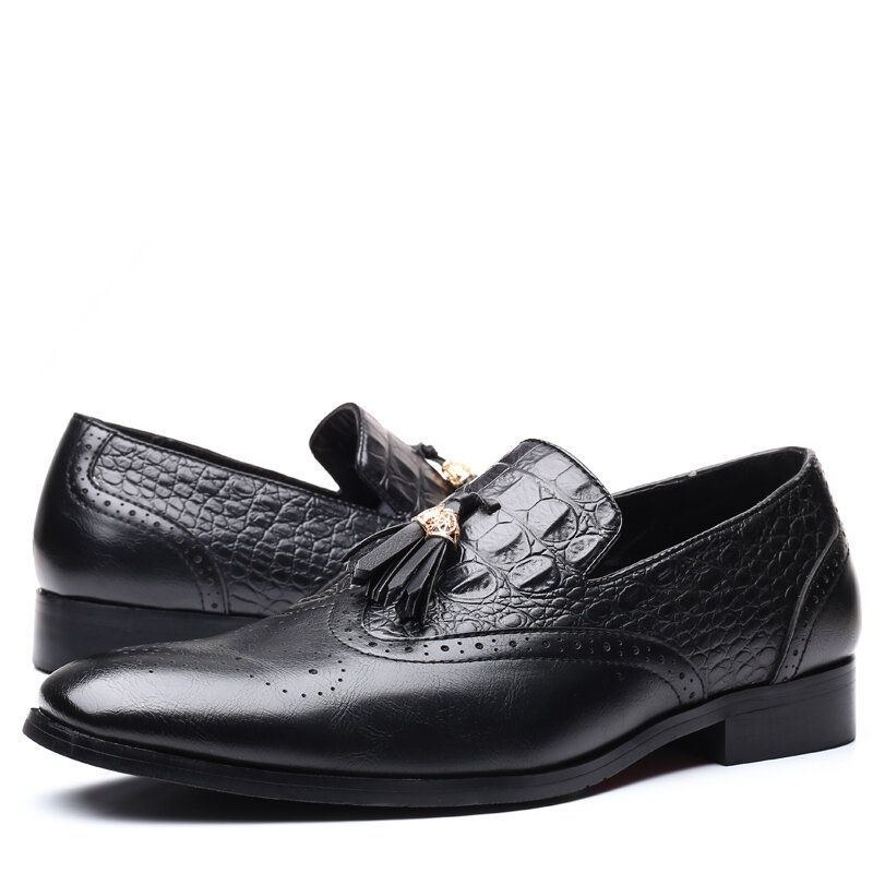 Herr Brogue Tofs Decor Klänning Loafers Slip On Business Casual Formell Skor