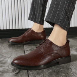 Herr Business Casual Halkfri Snörning Lattice Dress Shoes