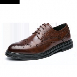 Herr Business Mjuka Snörskor Med Gummisula Brogue Dress Shoes