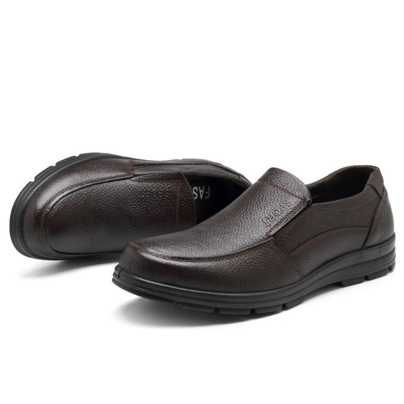 Herr Casual Business Comfy Äkta Läder Slip On Oxfords