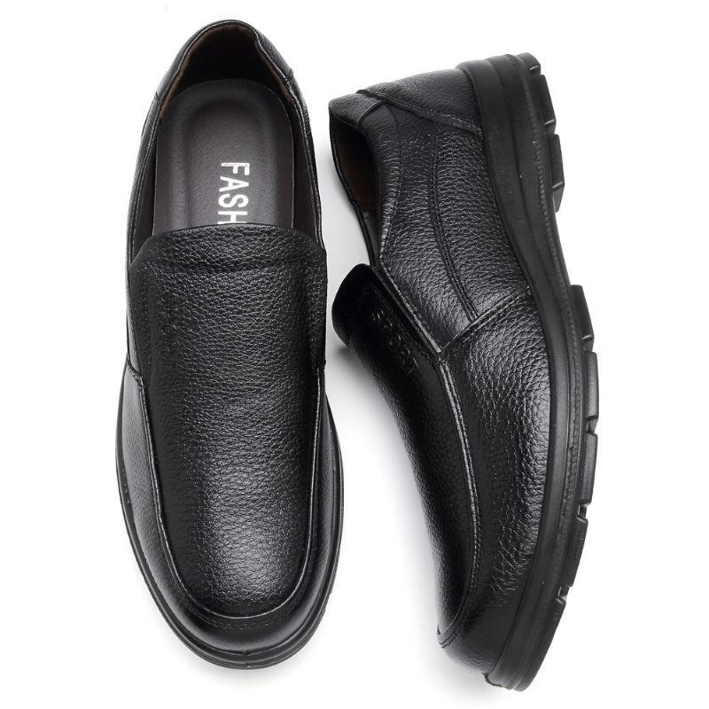 Herr Casual Business Comfy Äkta Läder Slip On Oxfords