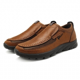 Herr Casual Comfy Soft Moc Toe Slip On Läder Oxfords