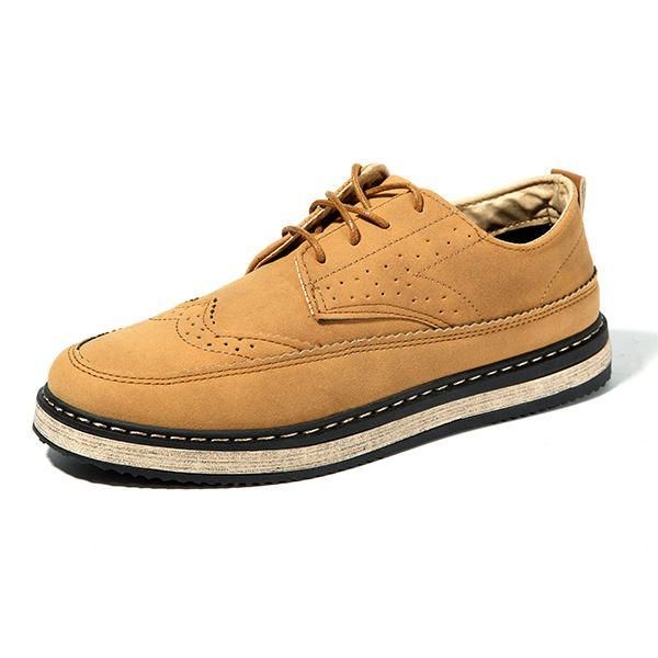 Herr Casual Retro Brittisk Stil Läder Brogue Oxfords Skor