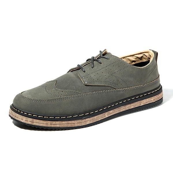 Herr Casual Retro Brittisk Stil Läder Brogue Oxfords Skor