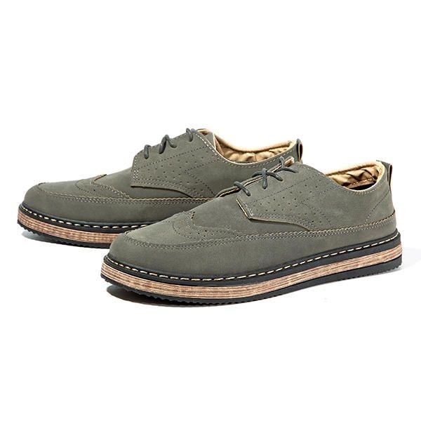 Herr Casual Retro Brittisk Stil Läder Brogue Oxfords Skor