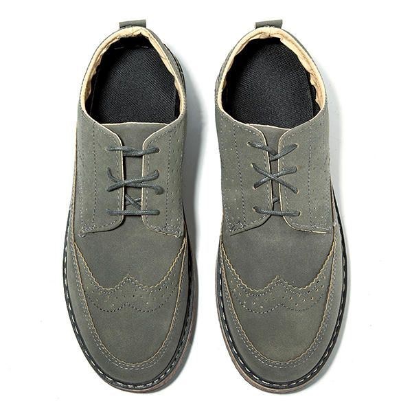 Herr Casual Retro Brittisk Stil Läder Brogue Oxfords Skor