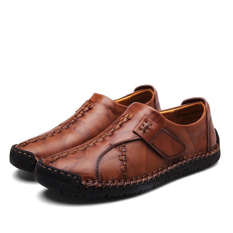 Herr Comfort Krokögla Stickade Sömmar Platt Oxfords