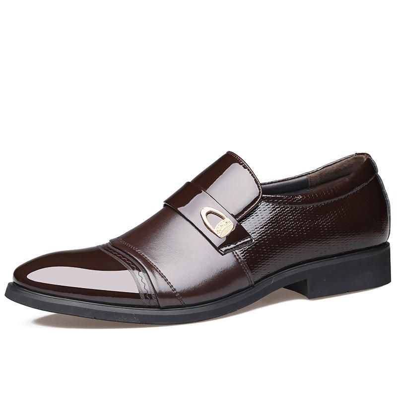 Herr Comfy Läder Cap Toe Slip On Business Formell Skor