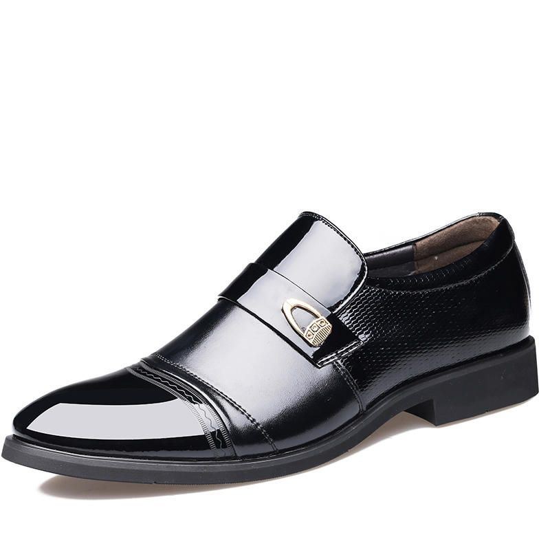 Herr Comfy Läder Cap Toe Slip On Business Formell Skor