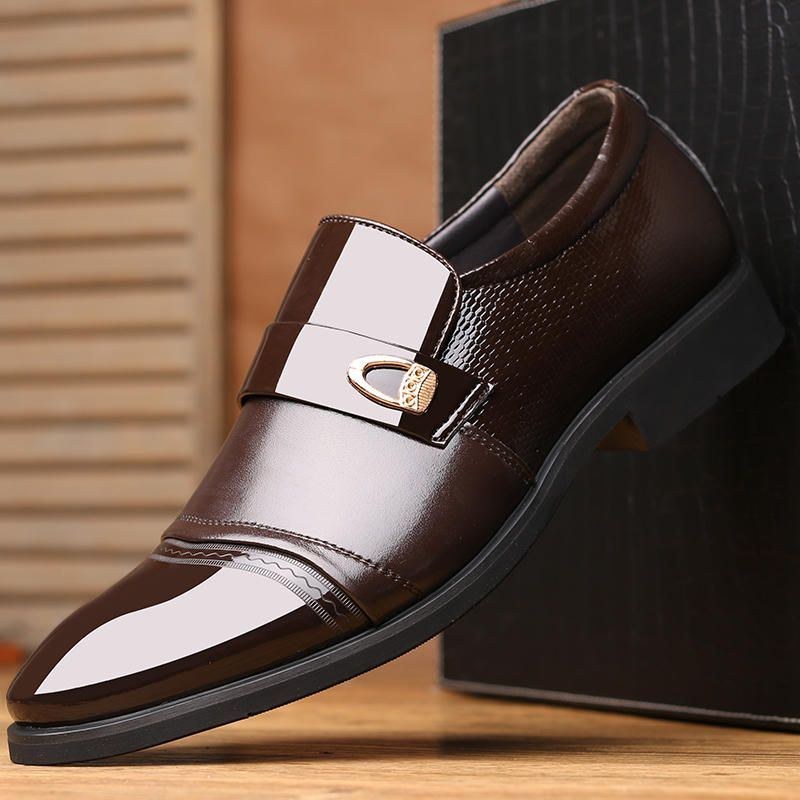 Herr Comfy Läder Cap Toe Slip On Business Formell Skor