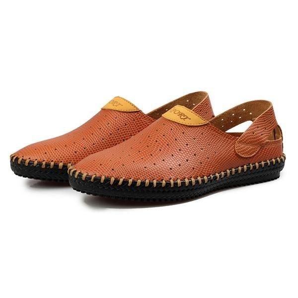 Herr Hollow Out Casual Oxfords I Läder Slip On