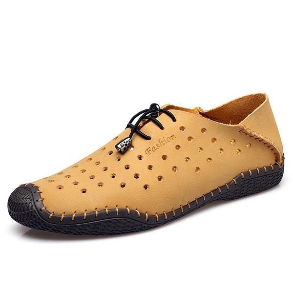 Herr Lace Up Casual Läder Ihåliga Utomhus Oxfords