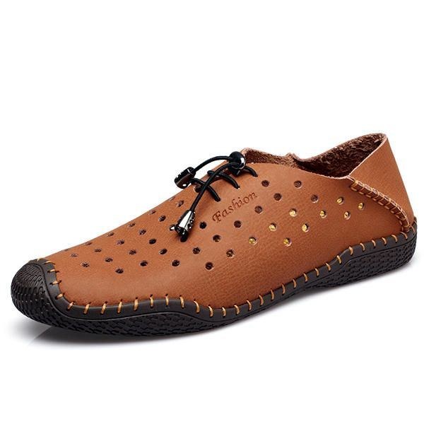 Herr Lace Up Casual Läder Ihåliga Utomhus Oxfords