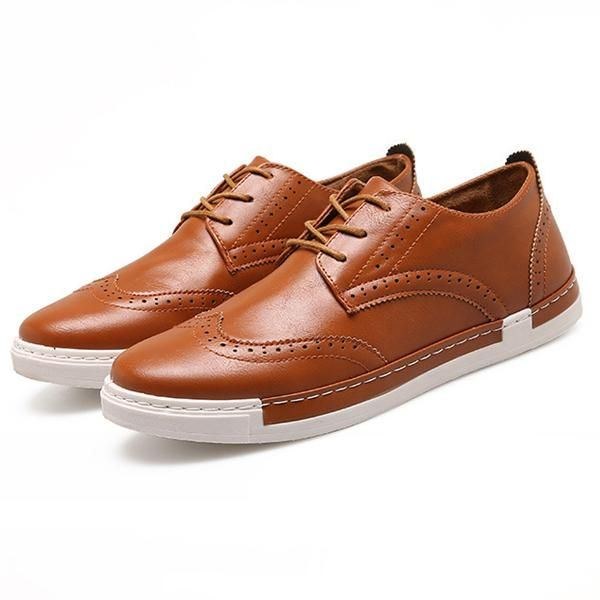 Herr Lace Up Casual Sneaker Outdoor Oxfords I Läder