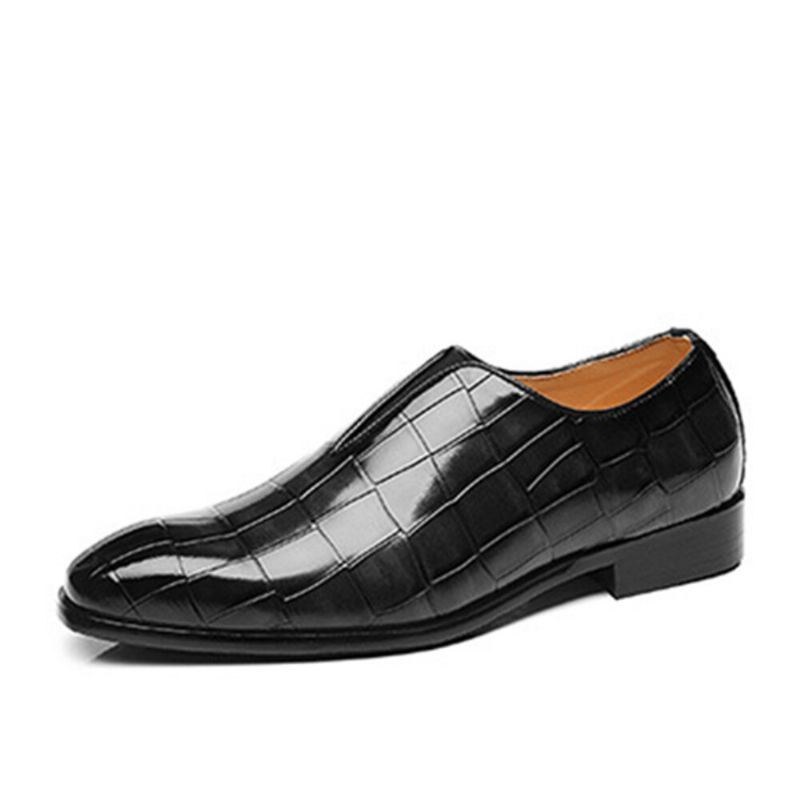 Herr Läder Mjuk Sula Spetsig Tå Krokodilmönster Slip On Casual Dress Shoes