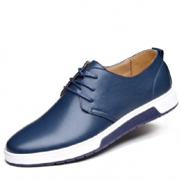 Herr Läder Rund Toe Oxfords Sneaker