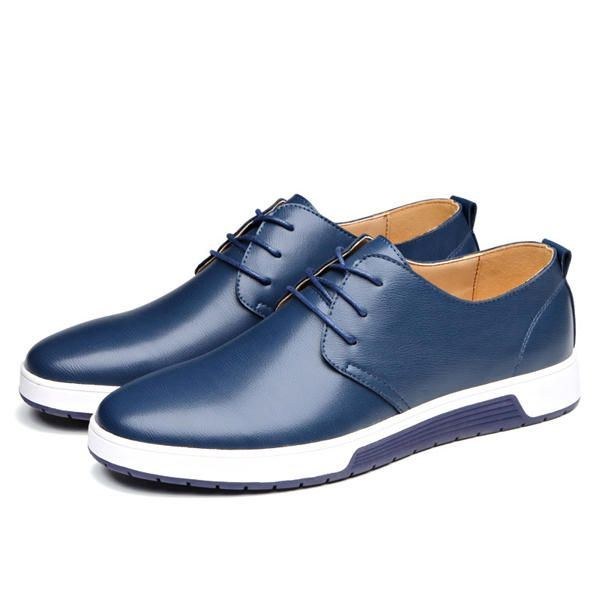 Herr Läder Rund Toe Oxfords Sneaker