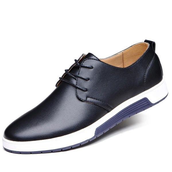 Herr Läder Rund Toe Oxfords Sneaker