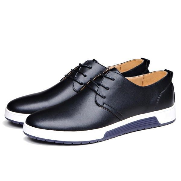 Herr Läder Rund Toe Oxfords Sneaker