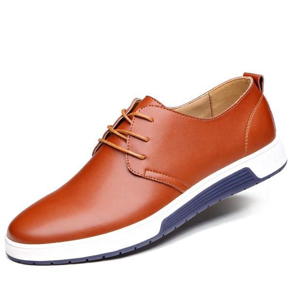 Herr Läder Rund Toe Oxfords Sneaker