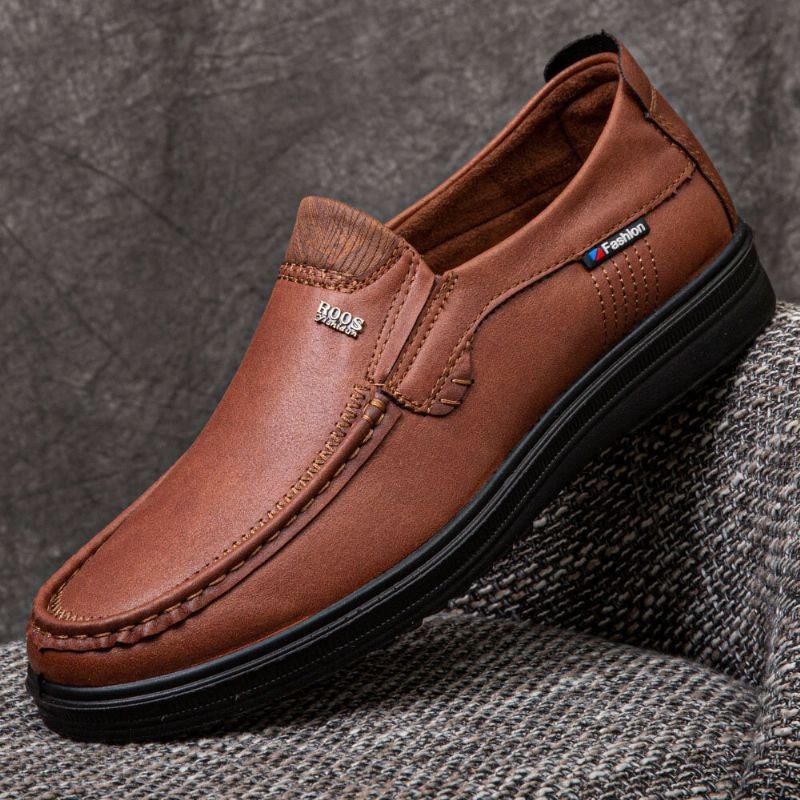 Herr Microfiber Läder Andas Mjuk Sula Slip-on Business Skor