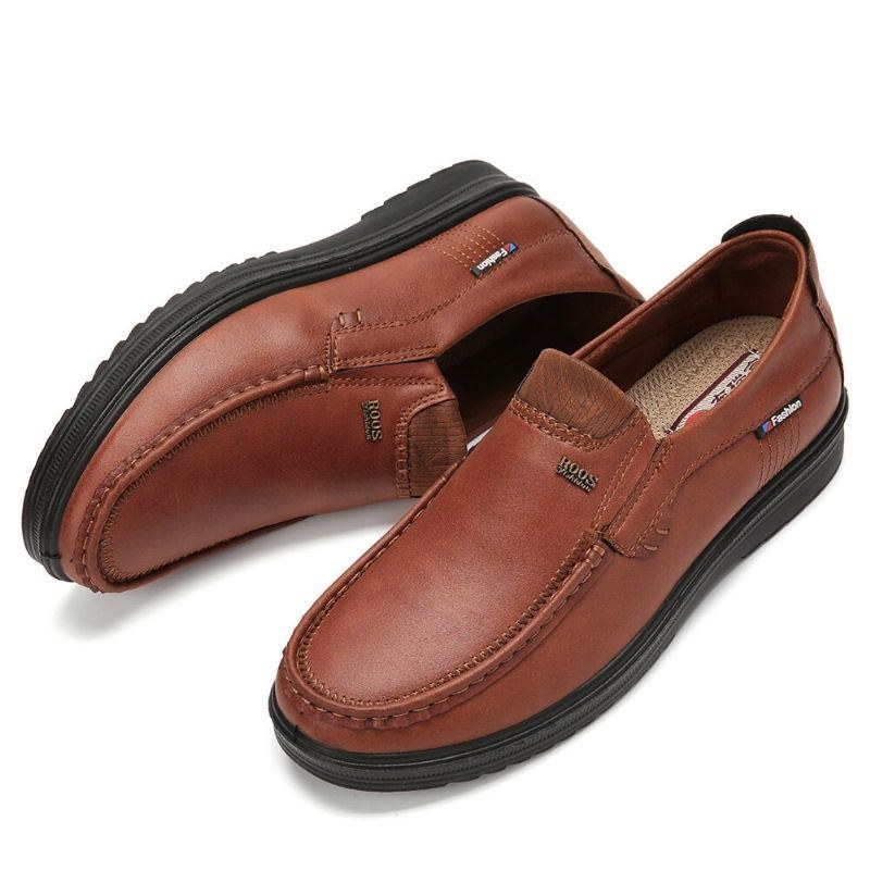 Herr Microfiber Läder Andas Mjuk Sula Slip-on Business Skor