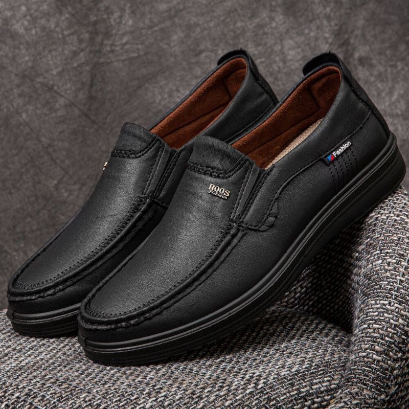 Herr Microfiber Läder Andas Mjuk Sula Slip-on Business Skor