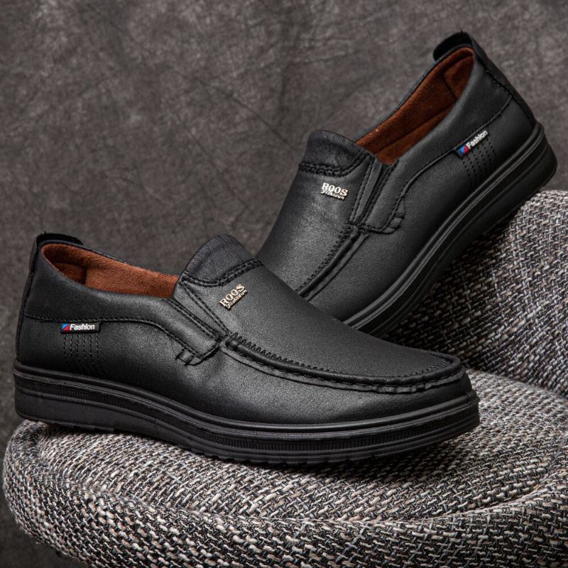 Herr Microfiber Läder Andas Mjuk Sula Slip-on Business Skor