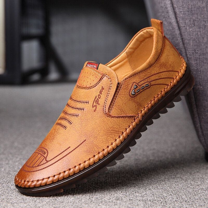 Herr Microfiber Läder Halkbeständig Mjuk Sula Casual Business Loafers