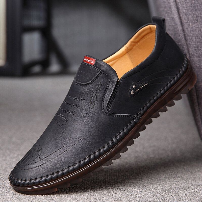 Herr Microfiber Läder Halkbeständig Mjuk Sula Casual Business Loafers