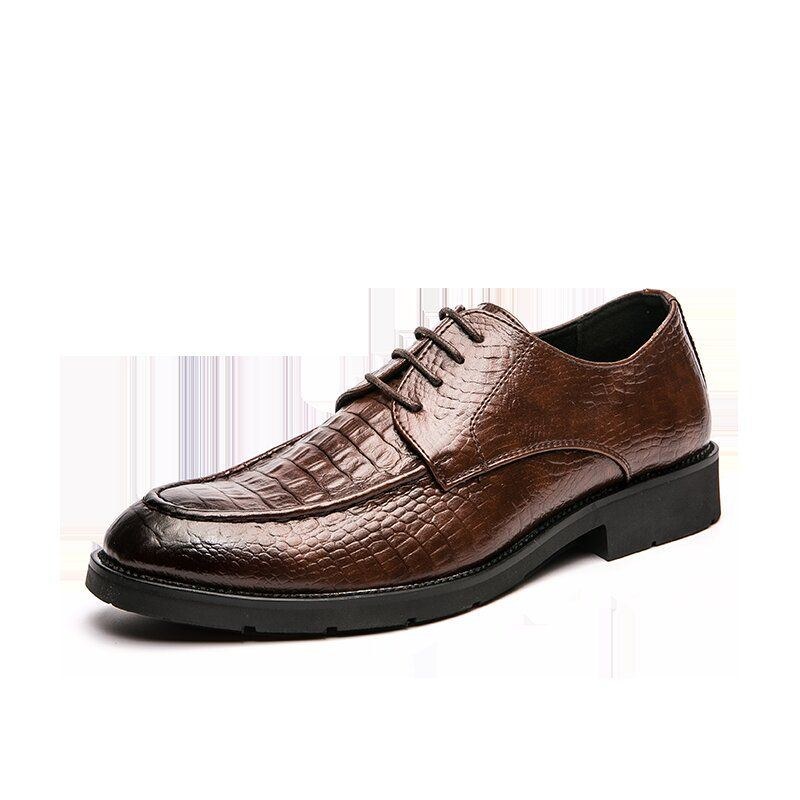 Herr Mikrofiber Andas Mjuk Sula Crocodile Grain Retro Pointy Toe Casual Business Skor