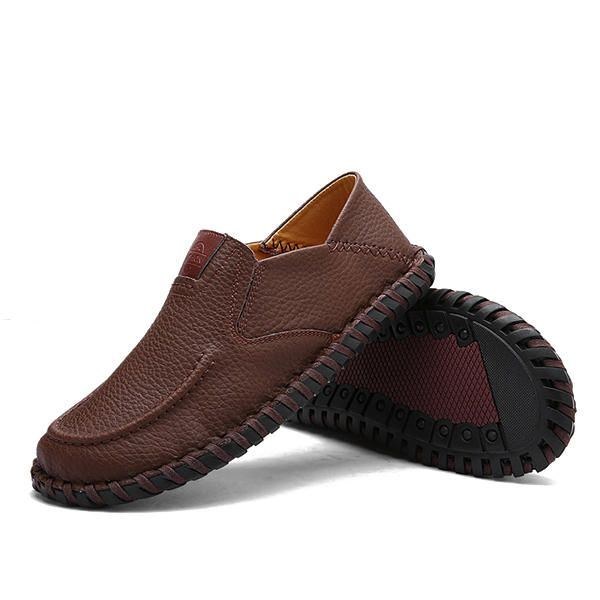 Herr Mjuka Platta Skor Som Andas Casual Outdoor Läder Slip On Oxfords