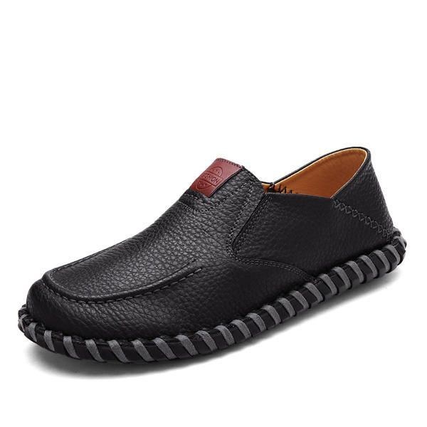 Herr Mjuka Platta Skor Som Andas Casual Outdoor Läder Slip On Oxfords