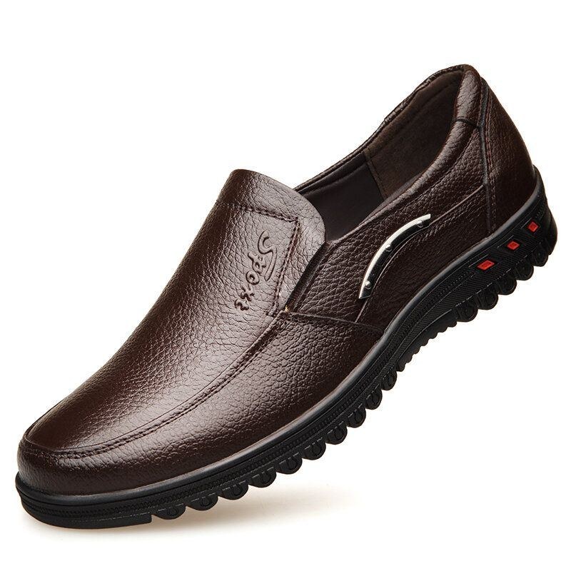 Herr Pure Color Halkfria Slip-on Casual Läder Formell Skor