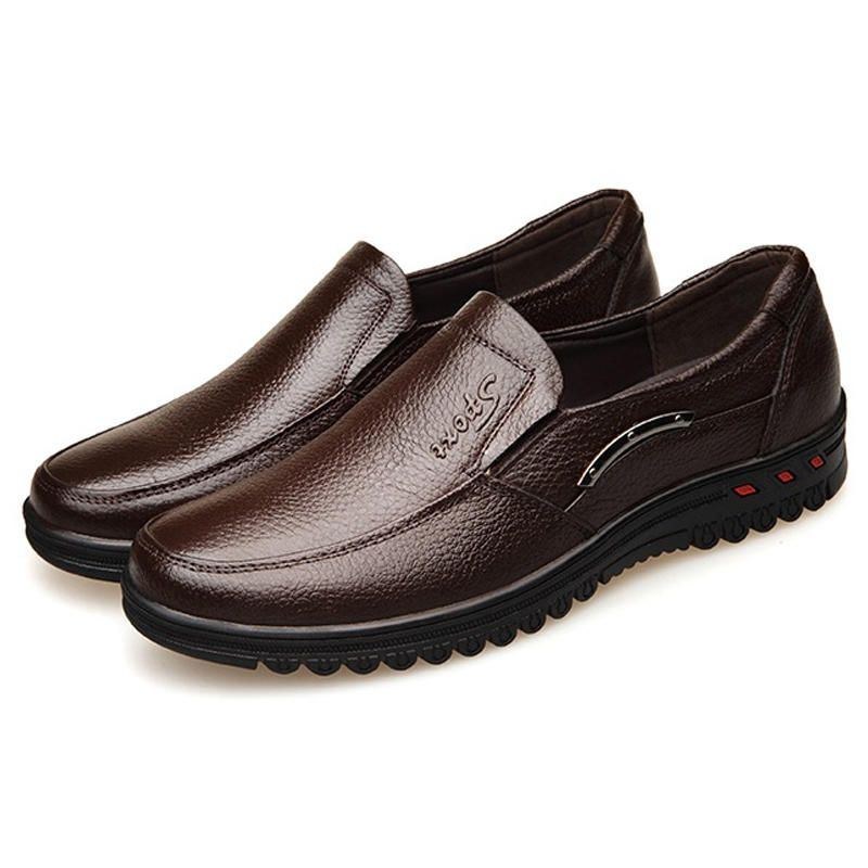 Herr Pure Color Halkfria Slip-on Casual Läder Formell Skor