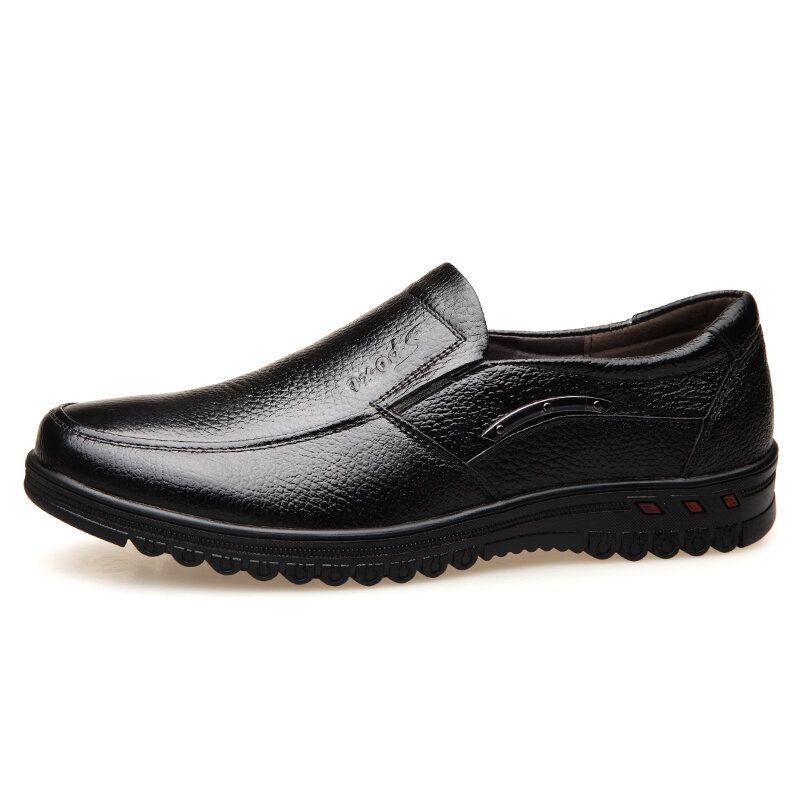 Herr Pure Color Halkfria Slip-on Casual Läder Formell Skor