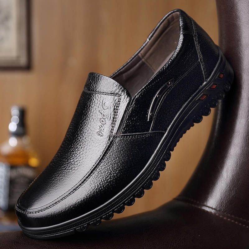 Herr Pure Color Halkfria Slip-on Casual Läder Formell Skor