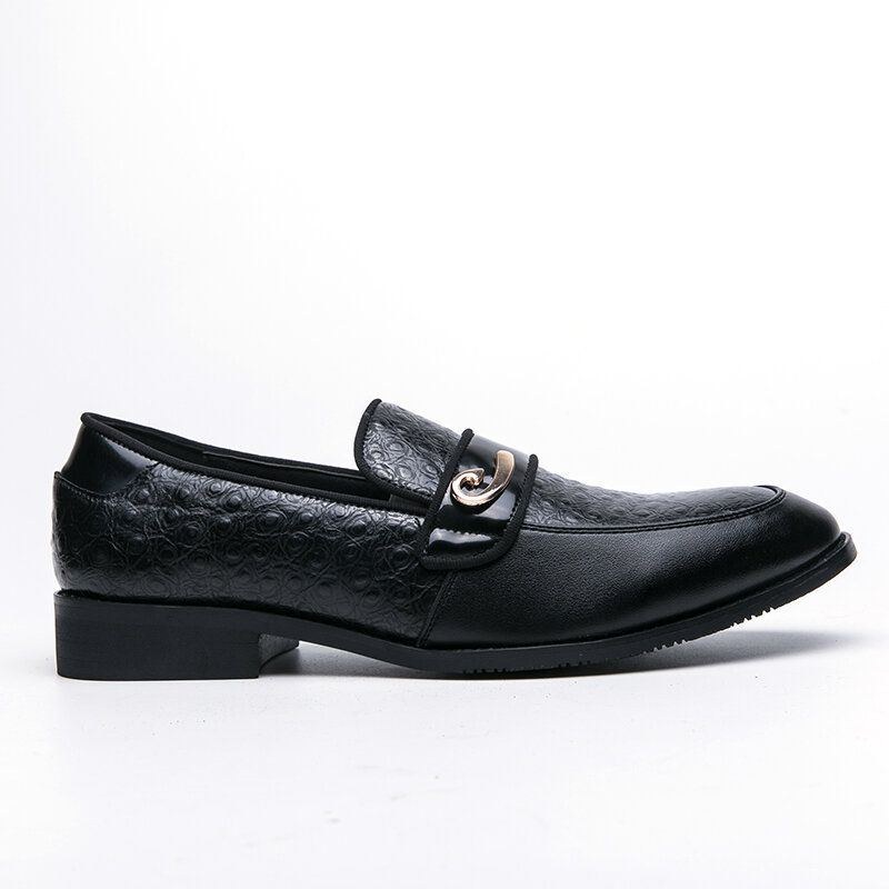 Herr Retro Metall Splicing Läder Bekväm Slip On Business Casual Milda Skor