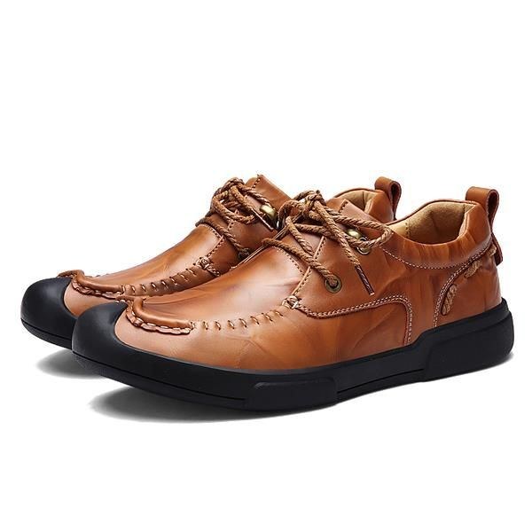 Herr Snörning Handgjorda Casual Flat Oxfords