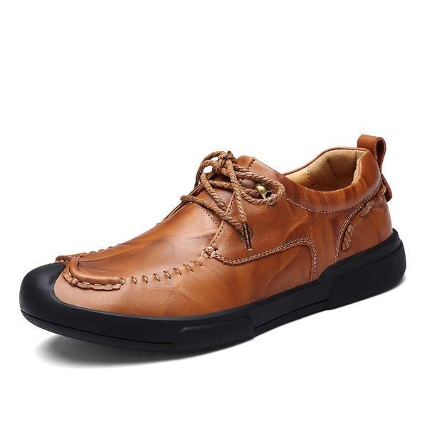 Herr Snörning Handgjorda Casual Flat Oxfords