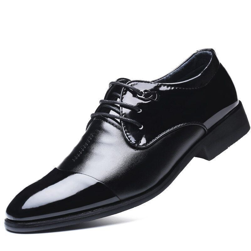 Herr Spetsad Tå Andas Halkfri Snörning Klassiska Business Dress Shoes