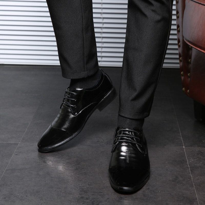 Herr Spetsad Tå Andas Halkfri Snörning Klassiska Business Dress Shoes