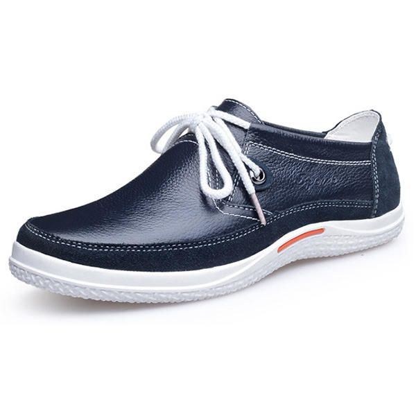 Lace Up Herr Oxfords Casual Outdoor Platta Skor I Läder